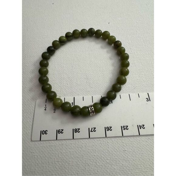 Women's Dark Green Earthy Stone Beaded Stretchy Slip On Bracelet Boho - Picture 4 of 4